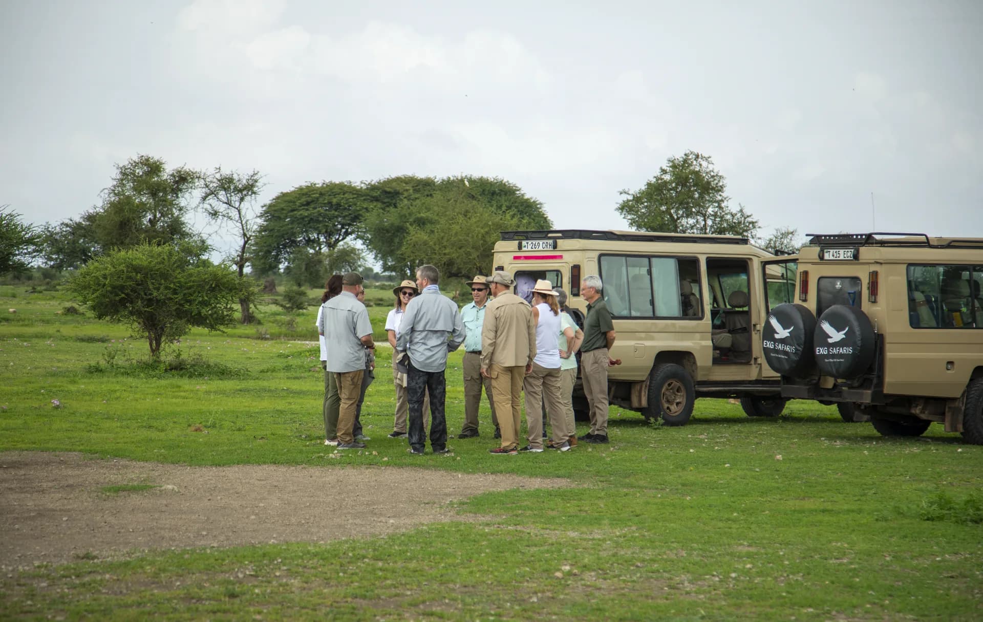 Travelers on a private EXG Safaris game drive in Tanzania