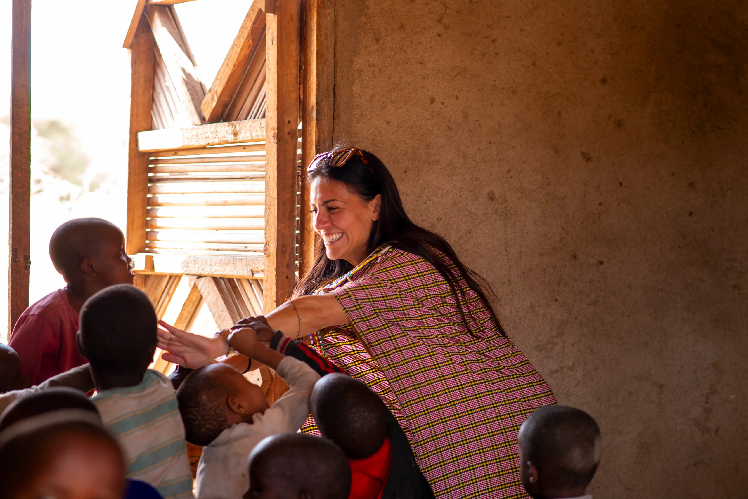 Community support moment with local families