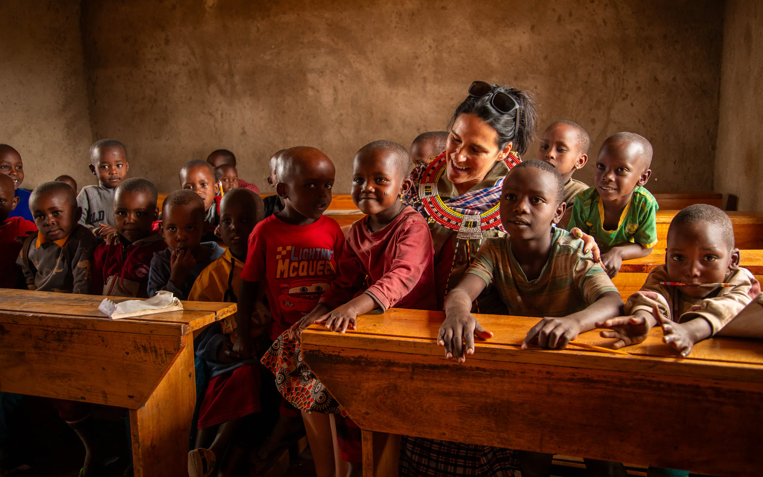 Community support moment in a classroom