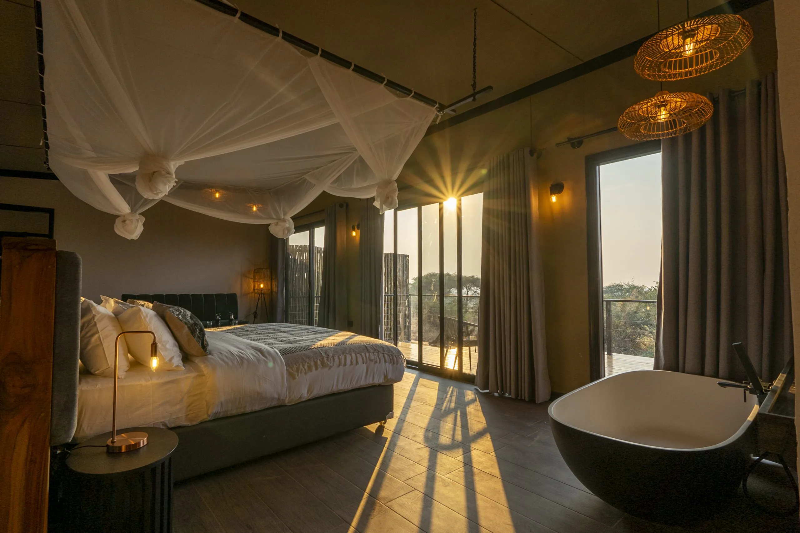 Tarangire luxury hotel concept at sunset